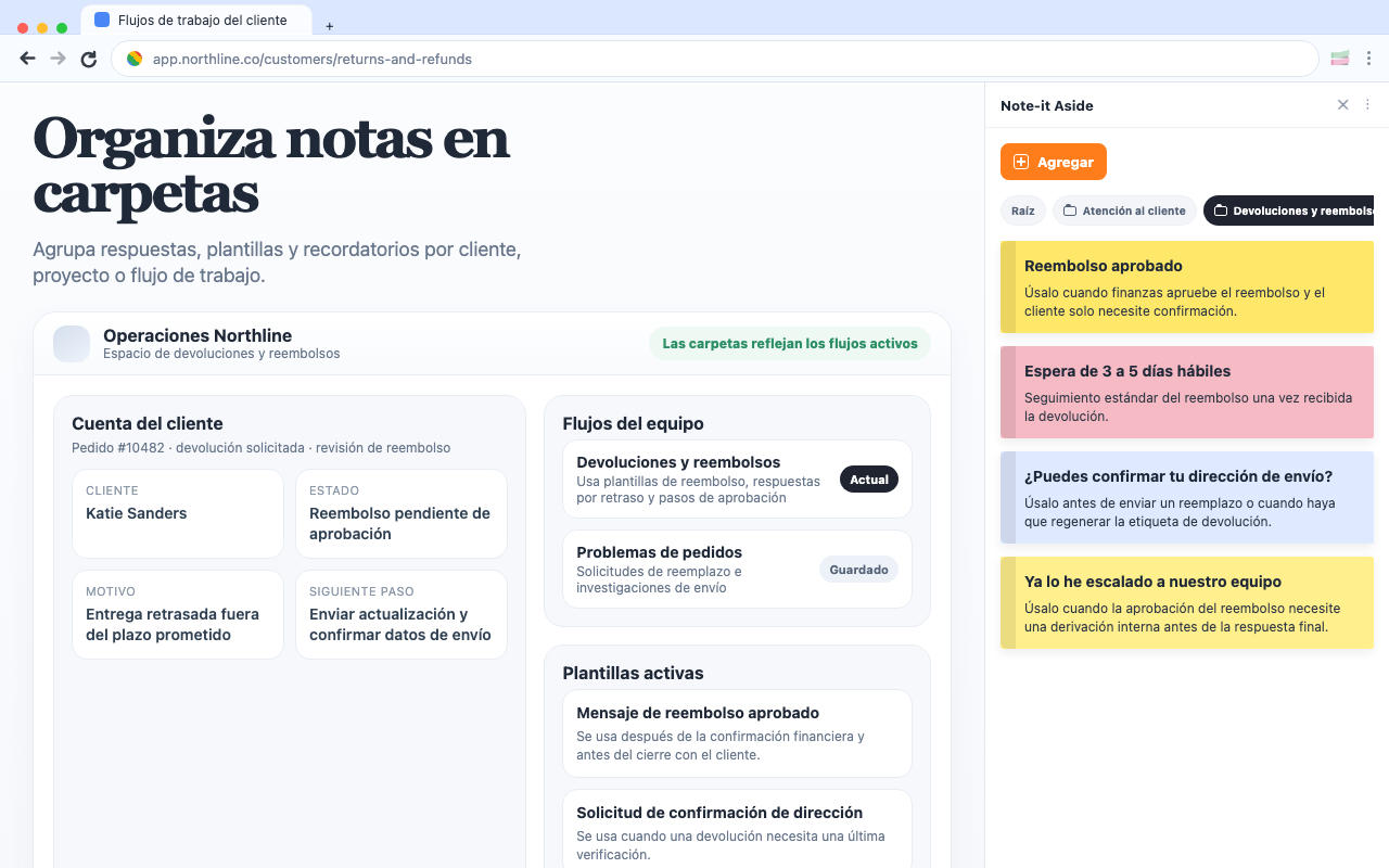 Organiza notas en carpetas