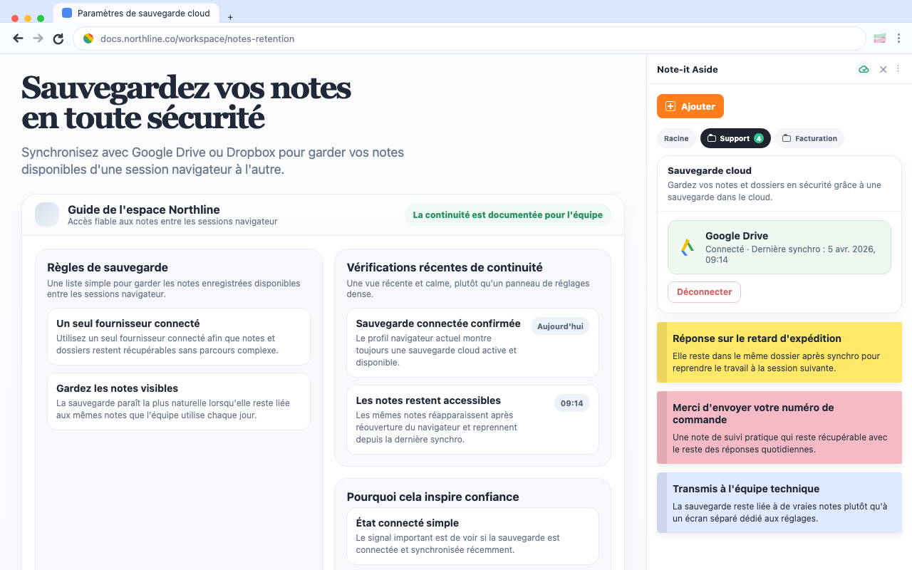 Sauvegardez vos notes en toute sécurité