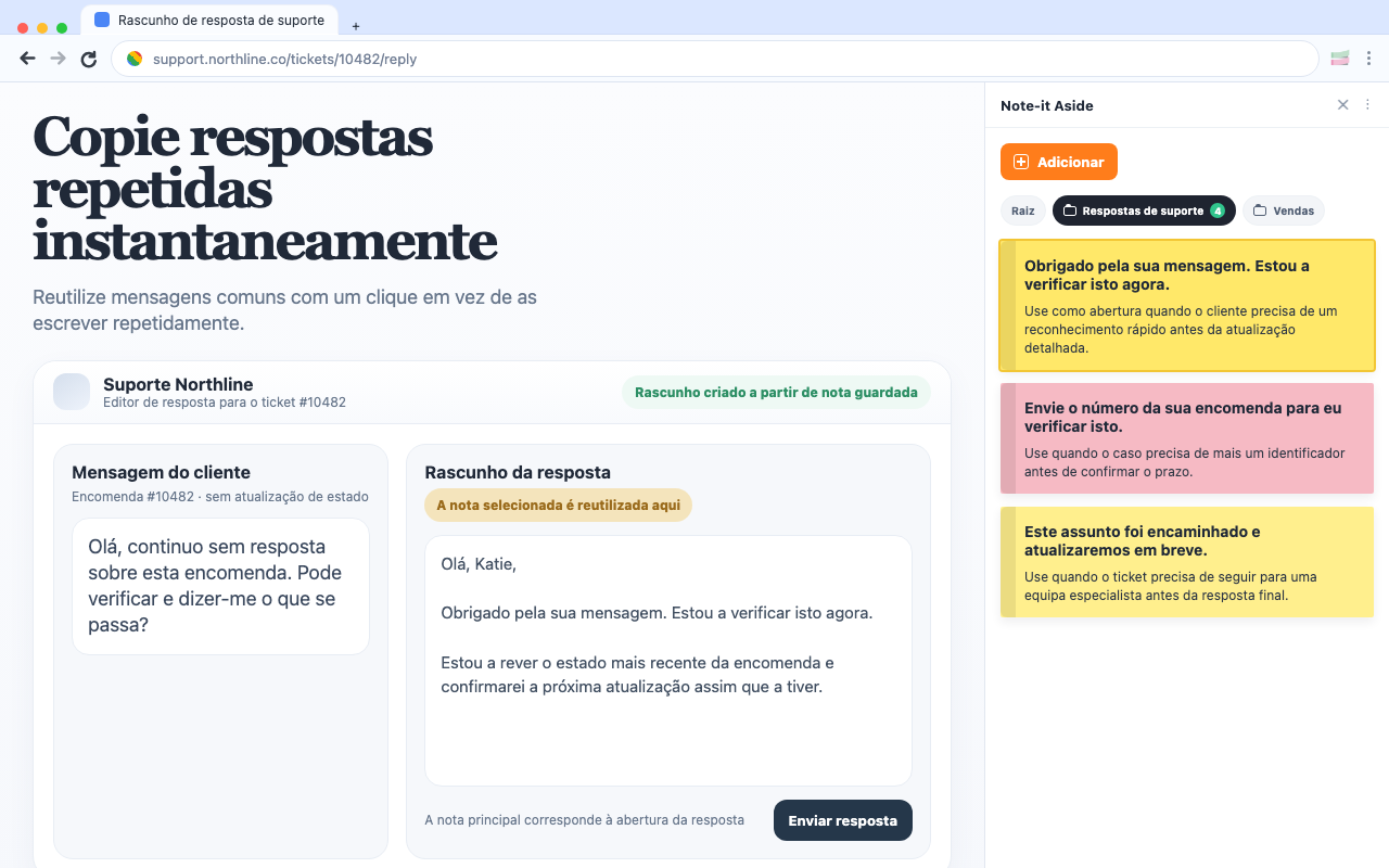 Copie respostas repetidas rapidamente